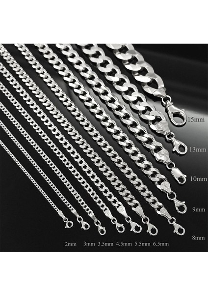 Vog 10MM Gürmet Zincir 925 Ayar Unisex Gümüş Kolye