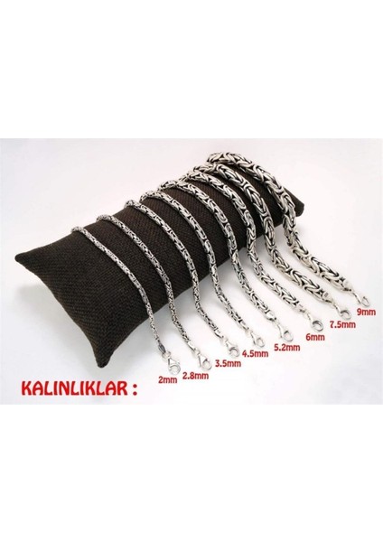 Vog 3.5mm 925 Ayar Gümüş Yuvarlak Kral Model Erkek Bileklik Künye