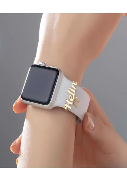 925 Ayar Gümüş Apple Watch Uyumlu Kişiye Özel Charm Isim ve Figür Detaylı Kordon Aksesuarı fiyatları