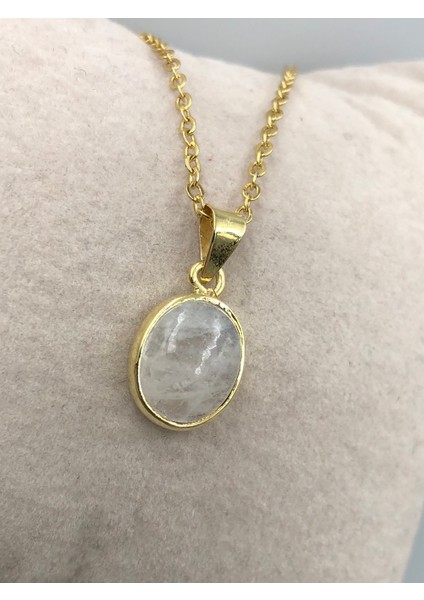 Vog Doğal Ay Taşı Anneye,sevgiliye,arkadaşa 925 Ayar Gümüş Sarı Renk Kolye fırsatları