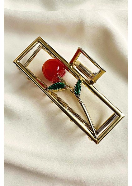 Kiraz Dikdörtgen Metal Mandal Toka