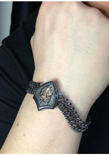 Vog Gotik Tasarım Mızraklı Şovalye Okside Erkek 925 Ayar Gümüş Bileklik fiyatları