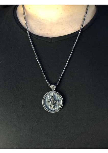 Vog Gotik Tasarım Fleur De Lis Zambak Çiçeği 925 Ayar Gümüş Kolye modelleri