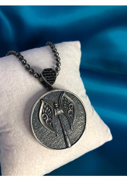 Vog Gotik Tasarım Çift Yönlü Viking Balta ve Vegvisir Viking Pusulası 925 Ayar Gümüş Kolye