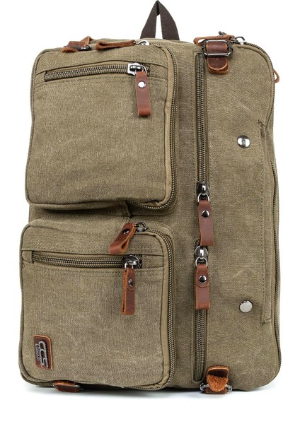 Sırt, El ve Omuz: 17 Inç Laptop Için Üç In Bir Arada Kanvas Çanta Haki modelleri