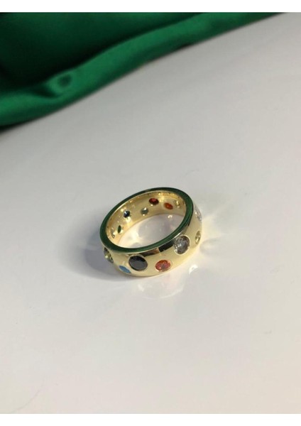 Vog Pomelato Iconica Şık Tasarım Renkli Zirconia Taşlı Sarı Renk 925 Ayar Yüzük,beyaz,roze Seçenek modelleri