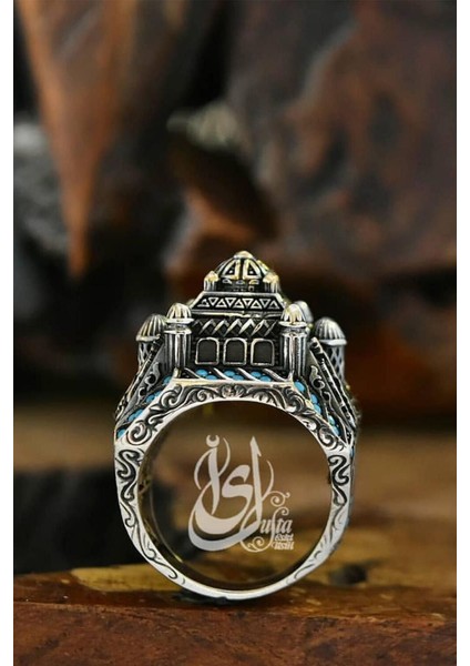 Vog Islam Usta Tasarımı Gümüş Camii Model 925 Ayar Gümüş Yüzük Sarı,roze Renk Seçeneği modelleri