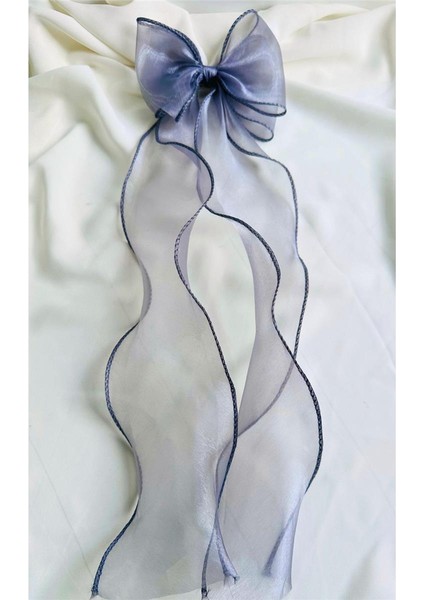 Kadın Uzun Tül Fiyonk Toka Gri