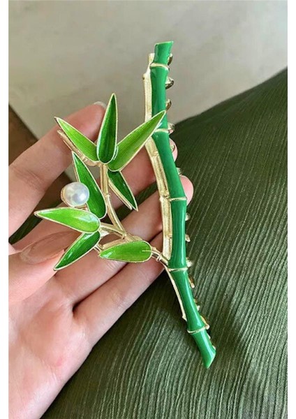 Bambu Yeşil Metal Incili Mandal Toka modelleri