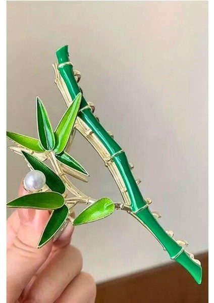 Bambu Yeşil Metal Incili Mandal Toka indirimleri