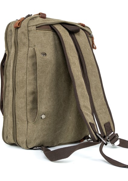 Sırt, El ve Omuz: 17 Inç Laptop Için Üç In Bir Arada Kanvas Çanta Haki indirimleri