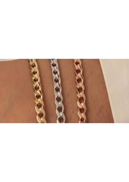 Vog 6.5mm Gurmet Model 925 Ayar Gümüş Erkek Bileklik Zincir Sarı,roze Renk Seçeneği indirimleri