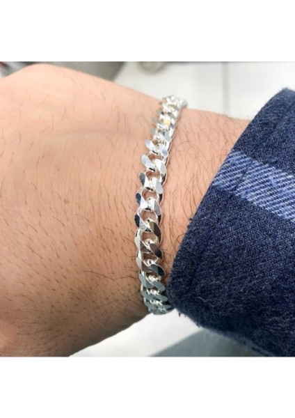 Vog 8mm Gurmet Model 925 Ayar Gümüş Erkek Bileklik Zincir Sarı,roze Renk Seçeneği