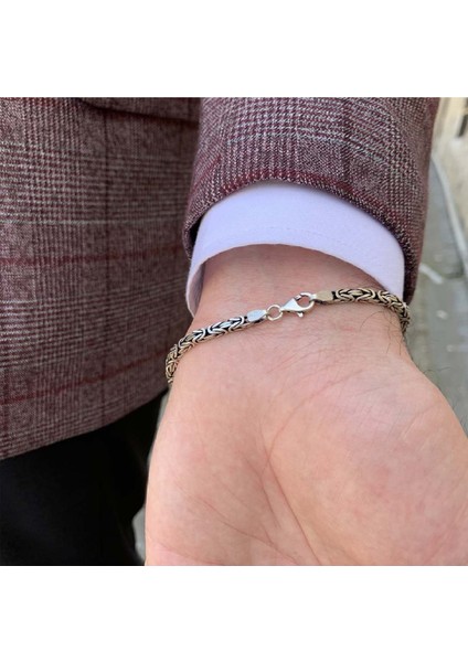 Vog 5.2mm Kare Model Erkek 925 Ayar Gümüş Kral Bileklik Künye Sarı,roze Seçeneği modelleri