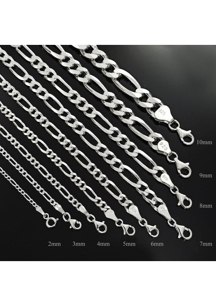 8mm Figaro Model 925 Ayar Gümüş Erkek Bileklik Künye Sarı,roze Seçeneği modelleri