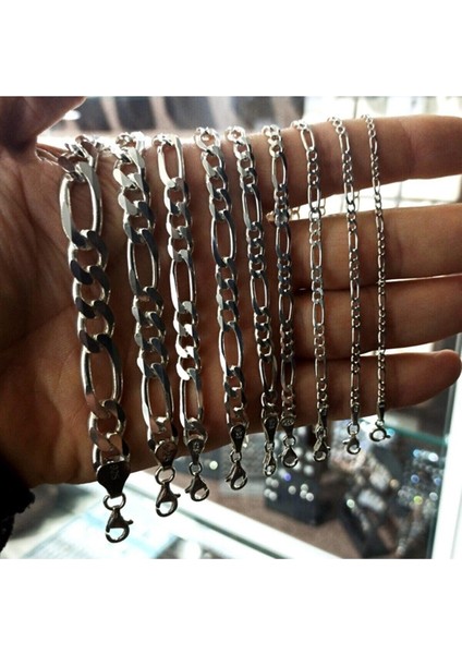 8mm Figaro Model 925 Ayar Gümüş Erkek Bileklik Künye Sarı,roze Seçeneği fırsatları