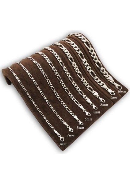 8mm Figaro Model 925 Ayar Gümüş Erkek Bileklik Künye Sarı,roze Seçeneği indirimleri