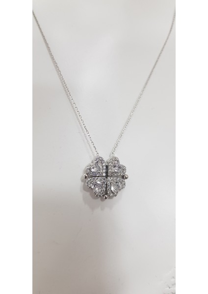 Mıknatıslı Açılır Beyaz Renk Kalp Taşlı Çift Model Özellikli Kolye fiyatları