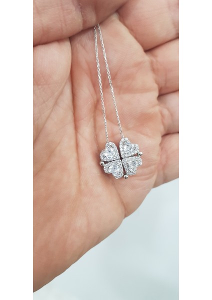 Mıknatıslı Açılır Beyaz Renk Kalp Taşlı Çift Model Özellikli Kolye fırsatları