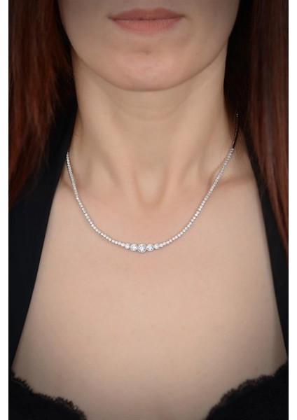 Vog Parla Bayan Zirconia Taşlı Gümüş Su Yolu Set-Kolye,bileklik,küpe,yüzük