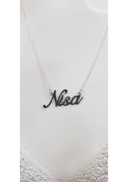 Vog Kişiye Özel Tasarım Nisa Yazılı Isim Kolye 925 Ayar Gümüş Beyaz Renk Sarı,roze Renk Seçenek modelleri