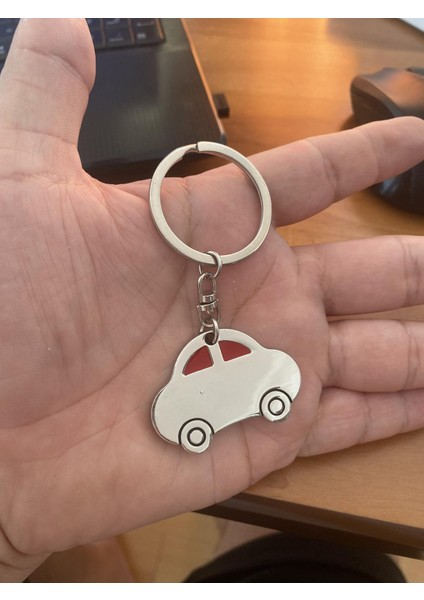Araba Anahtarlık Gümüş Kırmızı