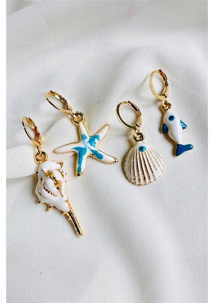 Sea Shell 4 Adet Küpe Set