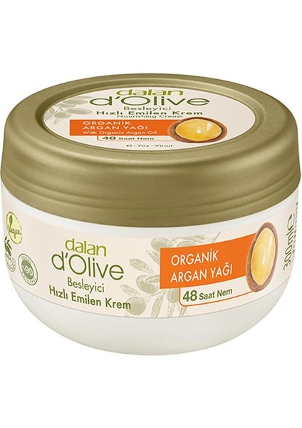 D'olive Organik Argan Yağı Besleyici Hızlı Emilen Krem 300 ml + 150 ml