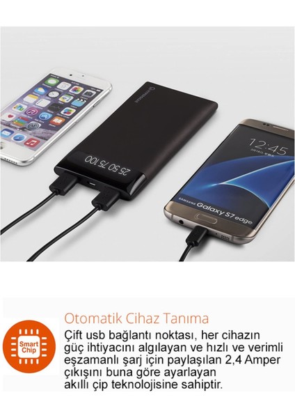 12000 Mah Çift Çıkışlı Powerbank Siyah WNE0099