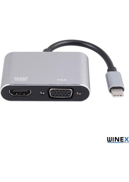 2in1 Type-C To 4K HDMI + VGA Çevirici ve Dönüştürücü Adaptör WNE0119