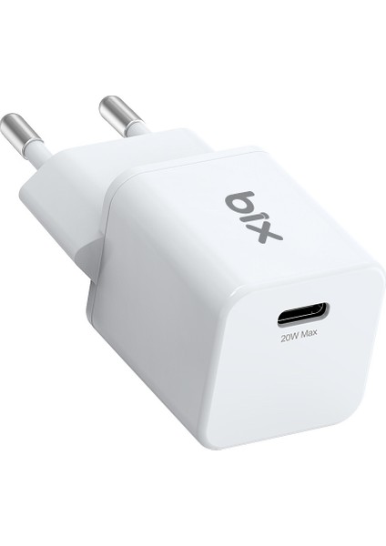 BX20G GaN Mini 20W Type-C PD Hızlı Şarj Cihazı Beyaz iPhone 12, 13, 14, 15, Xiaomi, Huawei, Samsung Galaxy S23 Ultra/S22, iPad Pro, Tab A8, Pixel, HomePod vb. ile uyumlu