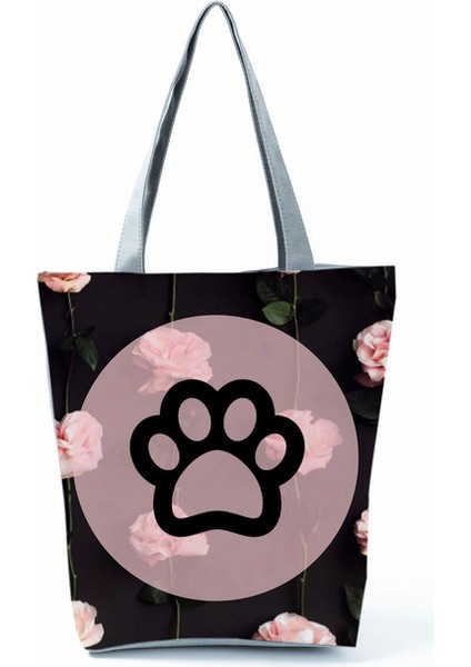 HL7187 Köpek Paws Köpekler Paws Baskılı Aşk Köpekler Alışveriş Kadın Omuz Yaz Kawaii Kadın Tote Özel Desen Çantası (Yurt Dışından)