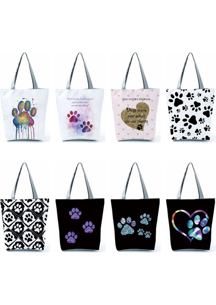 HL7187 Köpek Paws Köpekler Paws Baskılı Aşk Köpekler Alışveriş Kadın Omuz Yaz Kawaii Kadın Tote Özel Desen Çantası (Yurt Dışından)