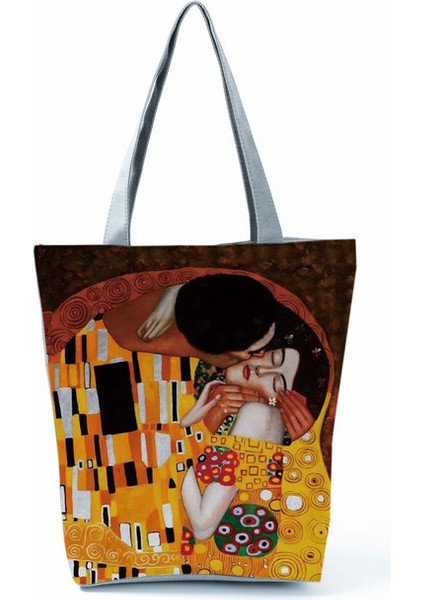 HL2504 Boyama Kadın Için Özelleştirilmiş Yağlıboya Gözyaşları Tote Gustav Klimt Kadın Seyahat Büyük Kapasiteli Alışveriş Omuz Çantası (Yurt Dışından)