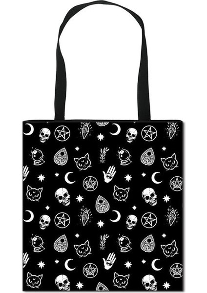 BSTDWITCHCCW11 Cadı / 666 / Dolu Şeytan Kadın Omuz Baphomet / Cadılık Kedi Nedensel Tote Kadın Alışveriş Çantası (Yurt Dışından)