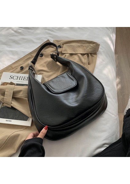 Womew Için Kış Trendy Kadın Sahte Süet Omuz Mat Pu Deri Hobo Kadın Büyük Tasarımcı Koltukaltı Çantası (Yurt Dışından)