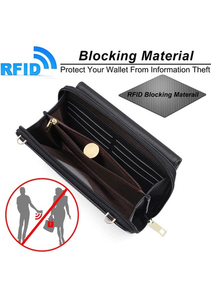 Pembe Kadın Dokunmatik Ekran Ince Omuz Askısı Cep Telefonu Küçük Kese Rfid Akıllı Uzun Cüzdan Tasarımcısı Flip Bileklik Çantası (Yurt Dışından) fırsatları