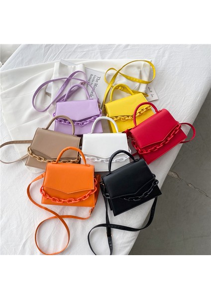 Kadın Zincir Küçük Kadın Crossbody Omuz Askılı Saf Şeker Renk El Çantası (Yurt Dışından) fiyatları