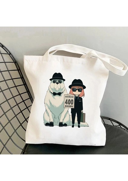 7003 Manga Spyfamıly Spy x Aile Alışveriş Tote Harajuku Alışveriş Kadın Kanvas Omuz Kadın Ulzzang Eko Büyük Kapasiteli Çantası (Yurt Dışından)