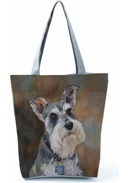 HL2816 Schnauzer Dropship Schnauzer Köpek Boyama Kadın Için Kore Omuz Alışveriş Alışveriş Büyük Kapasiteli Tote Çantası (Yurt Dışından)