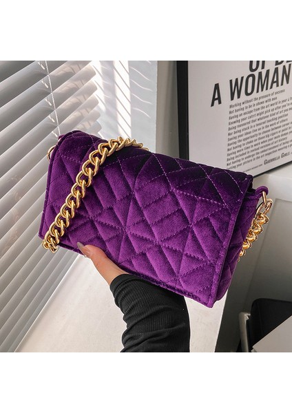 Kış Ins Chic Kadın Omuz Küçük Flap Kadın Trendy 2023 Kadın Için Kalın Zincir Yumuşak Pu Bolso Mujer Çantası (Yurt Dışından)