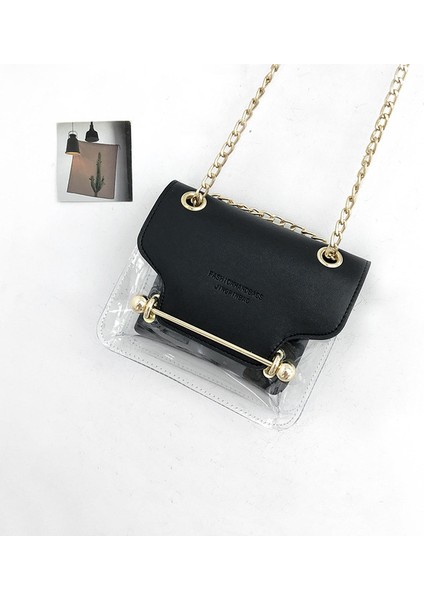 Tasarımcı Kadın Omuz Kadın Şeffaf Küçük Kare Pu Deri Trendy Messenger Çantası (Yurt Dışından)