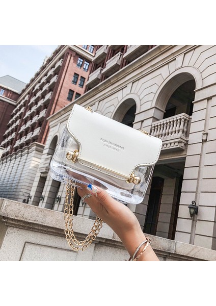 Tasarımcı Kadın Omuz Kadın Şeffaf Küçük Kare Pu Deri Trendy Messenger Çantası (Yurt Dışından) indirimleri