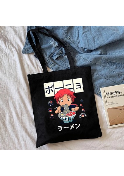 WHITE22 Anime Ruhların Kaçışı Totoro Alışveriş Grafik Tote Harajuku Alışveriş Kadın Kanvas Omuz Kadın Ulzzang Komik Eko 90S Çantası (Yurt Dışından) indirimleri