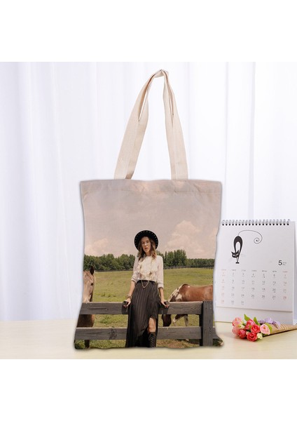 Güzel Millie Bobby Tote Kadın Canva Kumaş Eko den Kullanılabilir Alışveriş Seyahat Plaj Faydalı Omuz 0331 Çantası (Yurt Dışından)