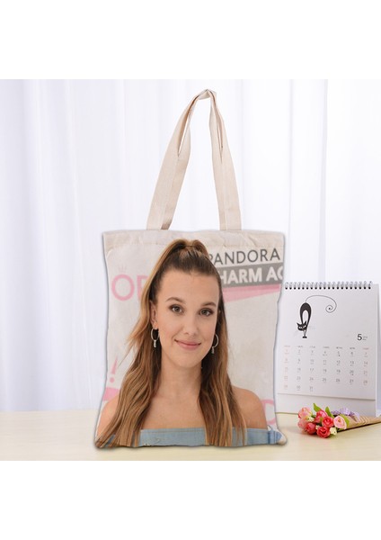 Güzel Millie Bobby Tote Kadın Canva Kumaş Eko den Kullanılabilir Alışveriş Seyahat Plaj Faydalı Omuz 0331 Çantası (Yurt Dışından) fiyatları