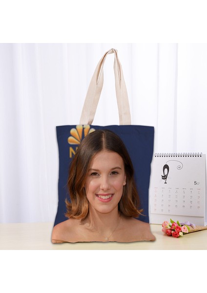Güzel Millie Bobby Tote Kadın Canva Kumaş Eko den Kullanılabilir Alışveriş Seyahat Plaj Faydalı Omuz 0331 Çantası (Yurt Dışından) fırsatları