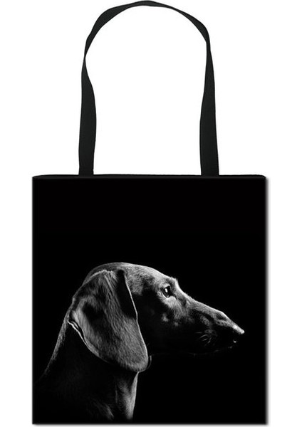 BSKDLPGS25 Kadın Çok Fonksiyonlu Kadın Katlanabilir den Kullanılabilir Kanvas Alışveriş 3D Köpek Dachshund Baskı Omuz Çantası (Yurt Dışından)