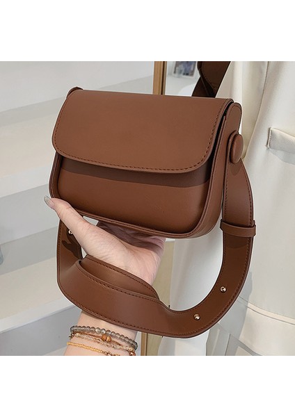 Kadın Omuz Crossbody Küçük Kare Deri Sling Crossbody Flap Cep Kadın Satchel Için Günlük Çantası (Yurt Dışından)
