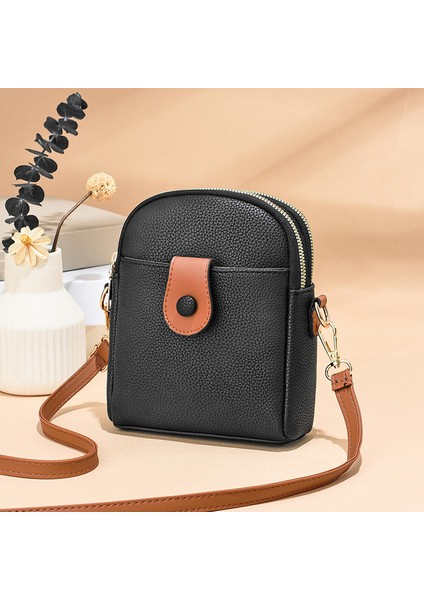 Yumuşak Pu Deri Kadın Omuz Çok Yönlü Hafif Küçük Satchel Çok Fermuarlı Küçük Postacı Çantası (Yurt Dışından)